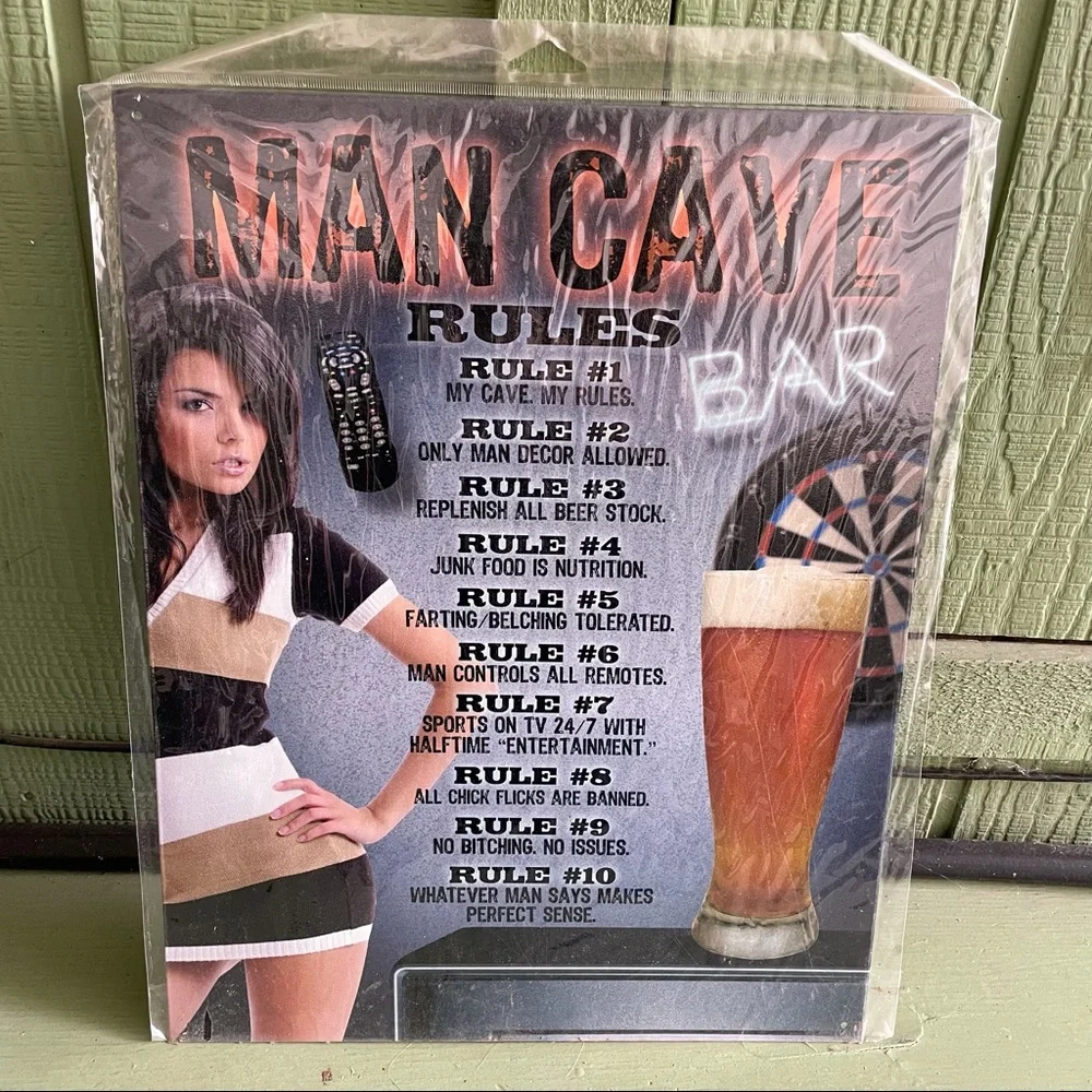 NEW Man Cave Rules Metal Sign